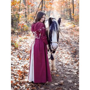 Mittelalterliches Kleid Rot/Natur "Larina"