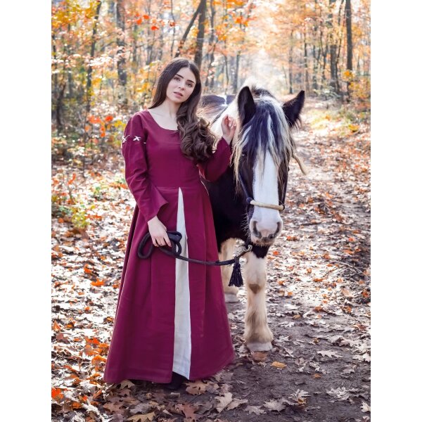 Mittelalterliches Kleid Rot/Natur "Larina" M