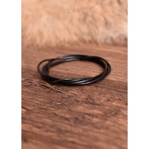 Goatskin round strap, 1.5 mm, black, 1 m