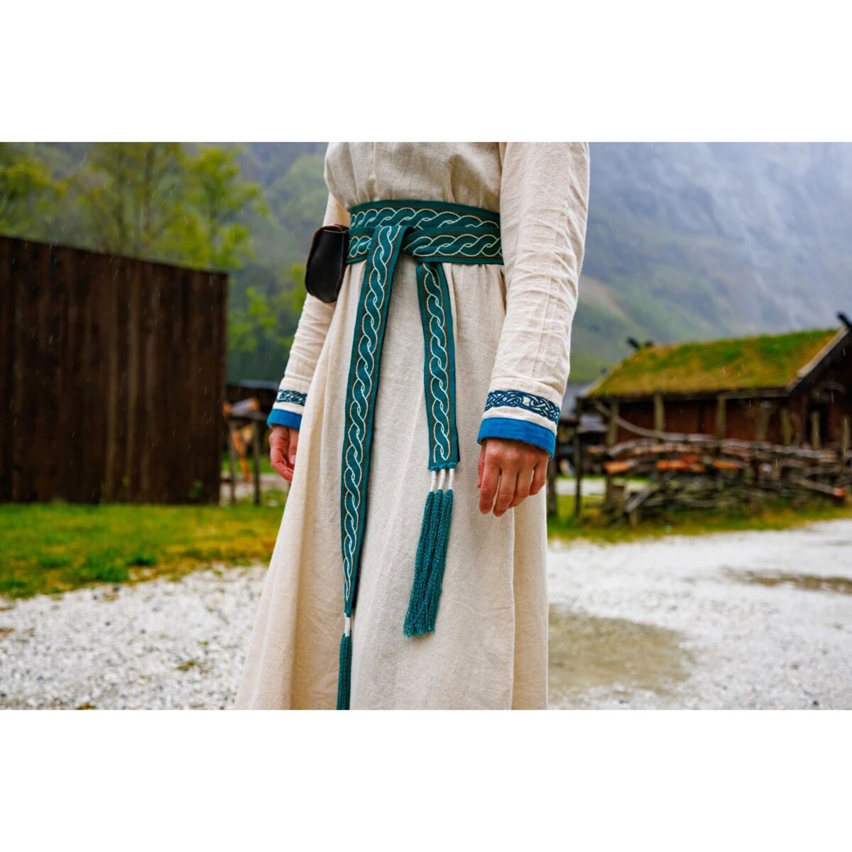 Ceinture viking bleue en coton, "Elina".