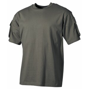 Outdoor T-Shirt, halbarm, oliv, mit &Auml;rmeltaschen