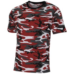 Outdoor T-Shirt, "Streetstyle", rot-camo, 140-145 g/m²