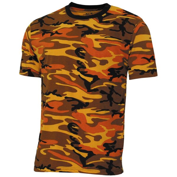 Outdoor T-Shirt, "Streetstyle", orange-camo, 140-145 g/m²