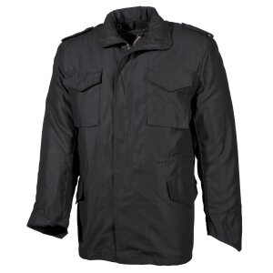 US Field Jacket M65, black, with detach. quilted lining