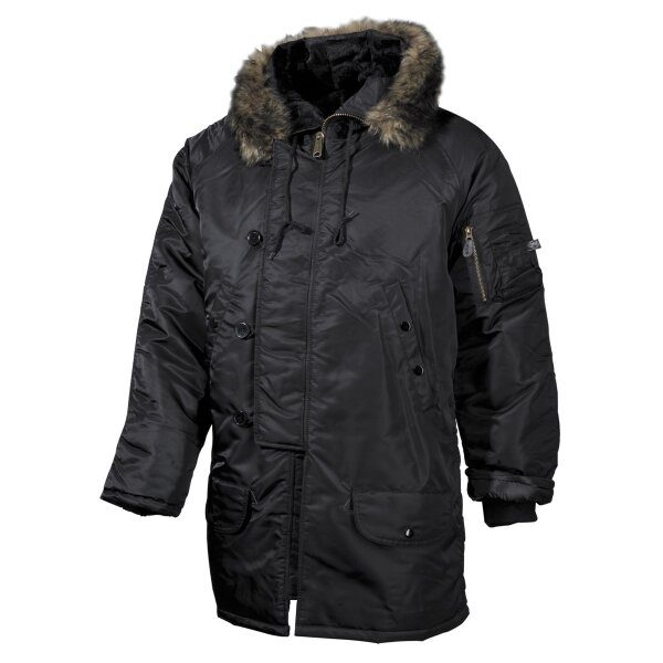 US Polarjacke N3B, schwarz, gefüttert