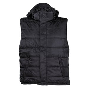 Vest, black, lined, detachable hood