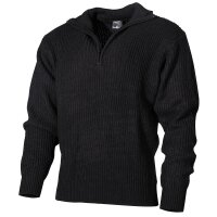 Pullover, "Troyer", black, with zip