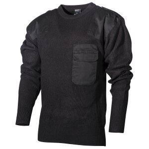 Bundeswehr pullover, avec poche poitrine, noir