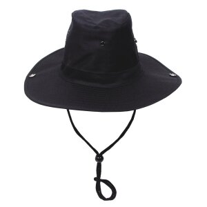 Bush Hat, black, chin strap, foldable brim