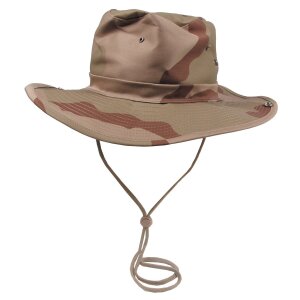 Bush Hat, 3 col. desert, chin strap, foldable brim