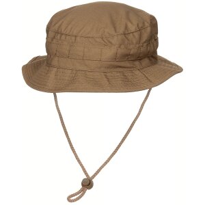 GB Bush Hat, chin strap, SF Boonie, Rip Stop, coyote tan