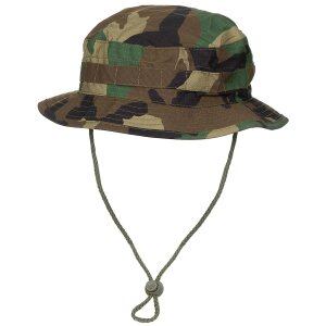 GB Bush Hat, chin strap, SF Boonie, Rip Stop, woodland