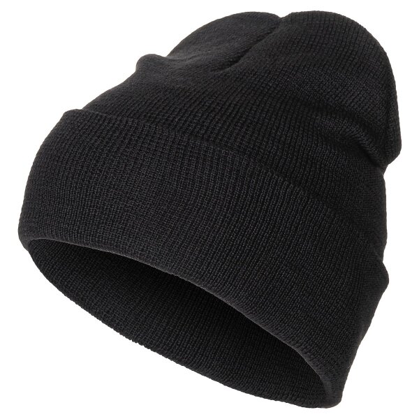 Watch Hat, 100 % Wool, fine knit, black