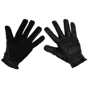 Leather Gloves, black, padding, suede reinforcement