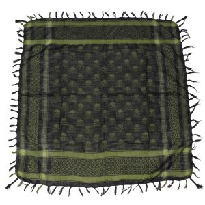 Scarf, "Shemagh",  OD green-black, with skull