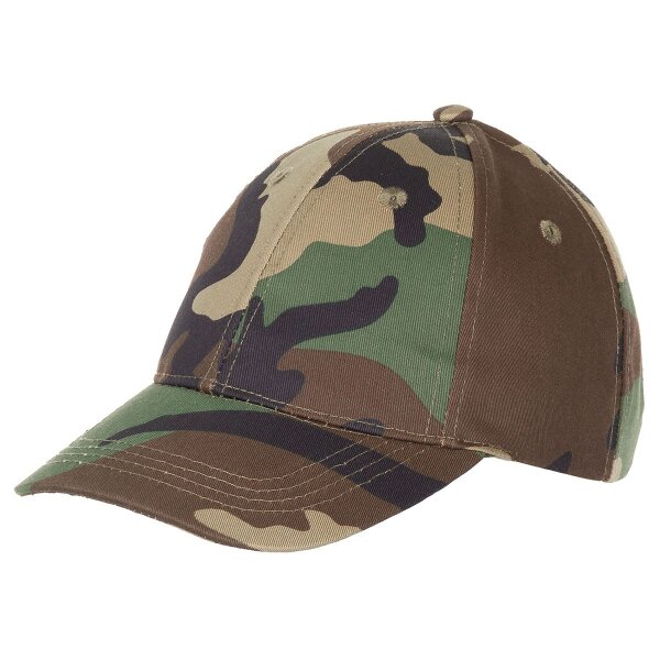 Kids BB Cap, with visor, size-adjustable, woodland