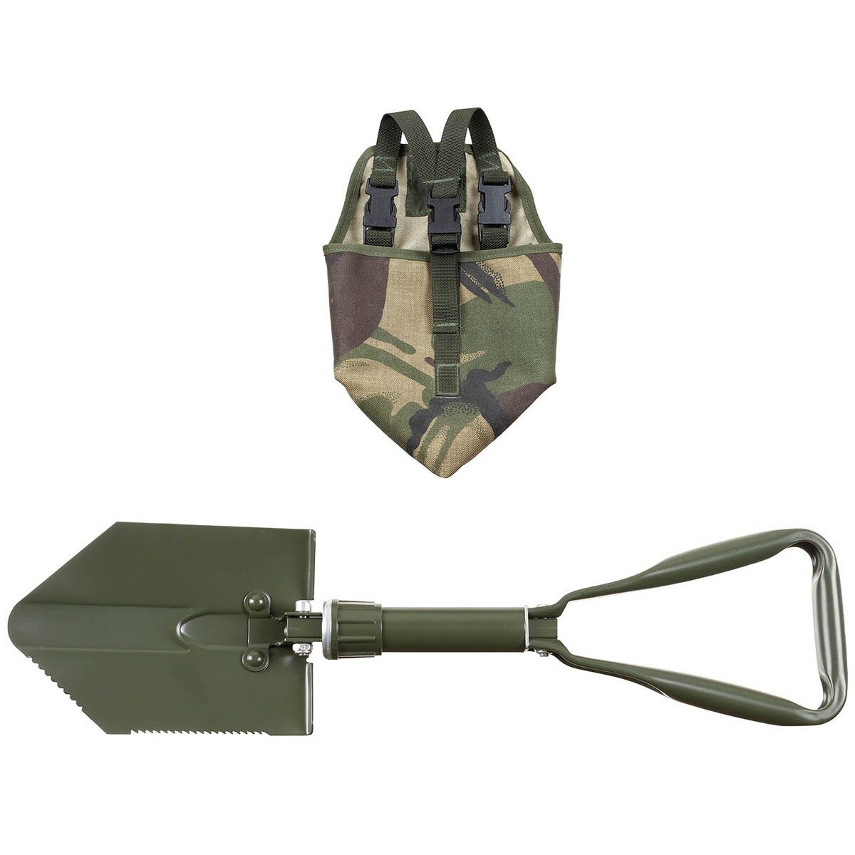 BW Folding Spade, 3-part, OD green, with used pouch