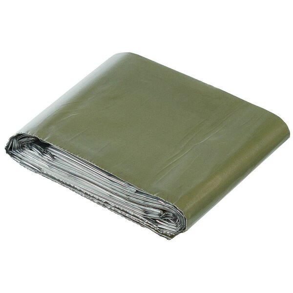 Emergency Blanket, silver and OD green coated