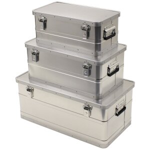 Caisses de transport, alu, set de 3, 34 l, 55 l, 100 l