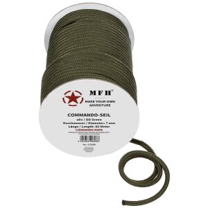 Seil, oliv, 7 mm, 60 Meter