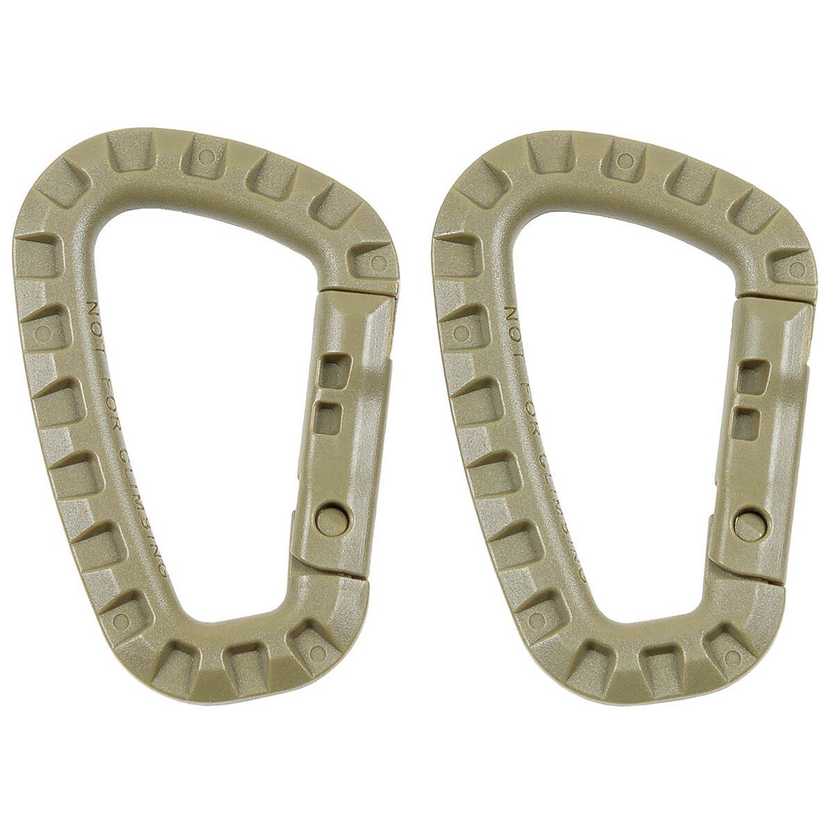 Carabiner, Plastic, coyote tan, D 7 mm x 8,5 cm, 2-pack