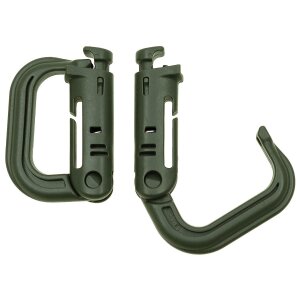 Carabiner, Plastic, "MOLLE", OD green, 2-pack