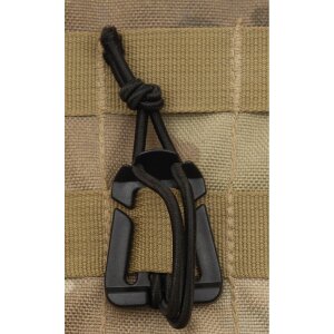 Clip with Rubber Strap, "MOLLE", black, 2-pack