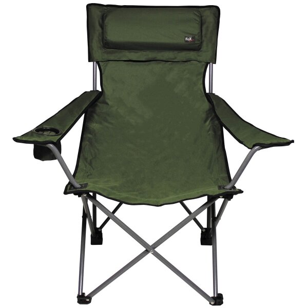 Folding Chair, "Deluxe", OD green, back- and armrest