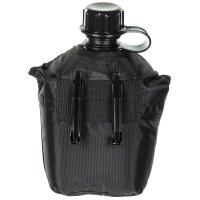 US Plastikfeldflasche, 1 l, Hülle, schwarz, BPA-frei