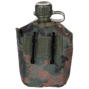 US Plastikfeldflasche, 1 l, Hülle, flecktarn, BPA-frei