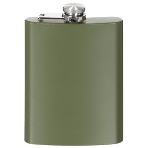 Hip Flask, Stainless Steel, OD green, 8 OZ, 225 ml