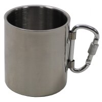 Outdoor Tasse, Edelstahl, Karabiner, doppelwandig, ca. 300 ml