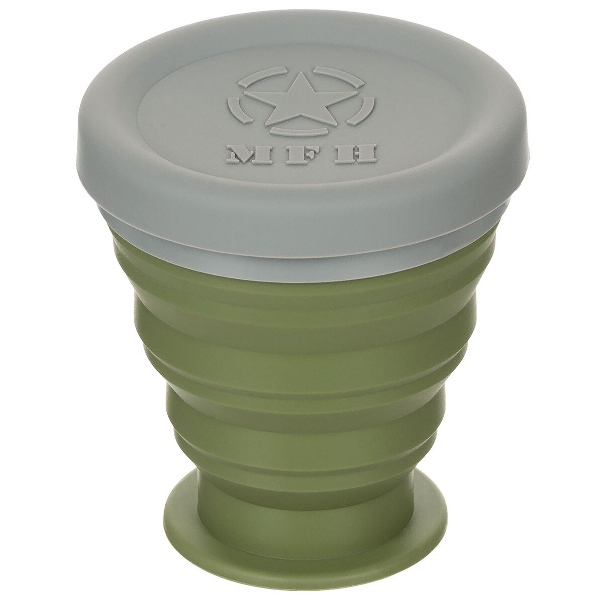 Gobelet pliable, avec couvercle, silicone, olive, 200 ml