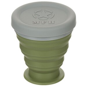 Gobelet pliable, avec couvercle, silicone, olive, 200 ml