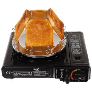 Campingtoaster, klappbar,  für 4 Scheiben, mit Zange