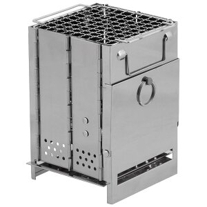 Rocket Stove, with grate, foldable,  mini, Stainless Steel