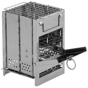 Rocket Stove, with grate, foldable,  mini, Stainless Steel
