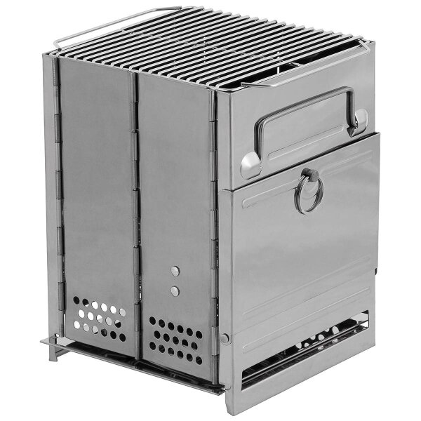 Rocket Stove, with grate, foldable,  small, Stainless Steel