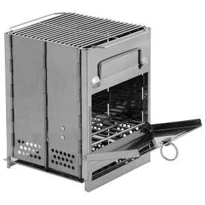 Rocket Stove, with grate, foldable,  small, Stainless Steel