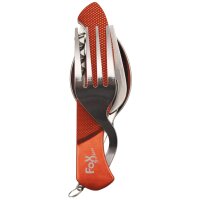 Taschenmesserbesteck, 6 in 1, rot, teilbar