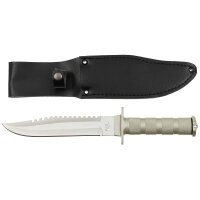 Survival Messer, silber, Aluminiumgriff, Scheide