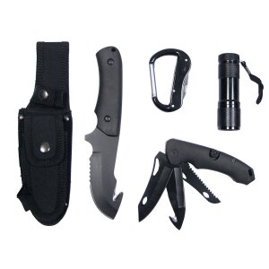 Knife Set, black, plastic handle, sheath