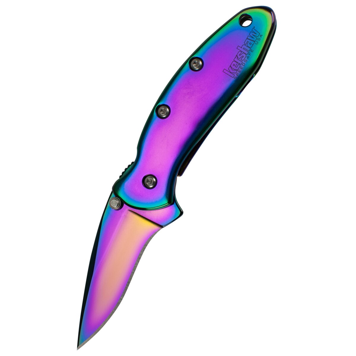 Couteau de poche Kershaw Chive, couleurs de larc-en-ciel