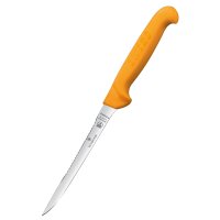Fish filleting knife, narrow handle with descaler