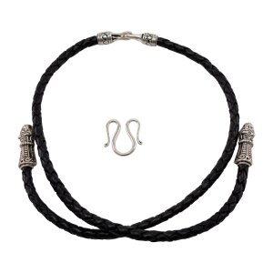 Collier viking en cuir noir "Mandermark", 50 cm