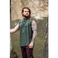 Sleeveless stand-up collar lace-up shirt "Louis" Green