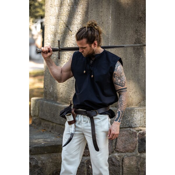 Sleeveless medieval lace-up shirt "Jean" Black
