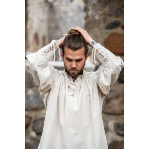 Pirate shirt "Claude" with laced cuffs Natural