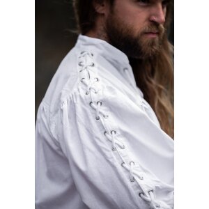 Mittelalter-Schnürhemd mit Ösen und Ärmelschnürung Weiß "Adrian"