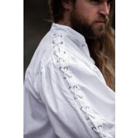 Mittelalter-Schnürhemd mit Ösen und Ärmelschnürung Weiß "Adrian"